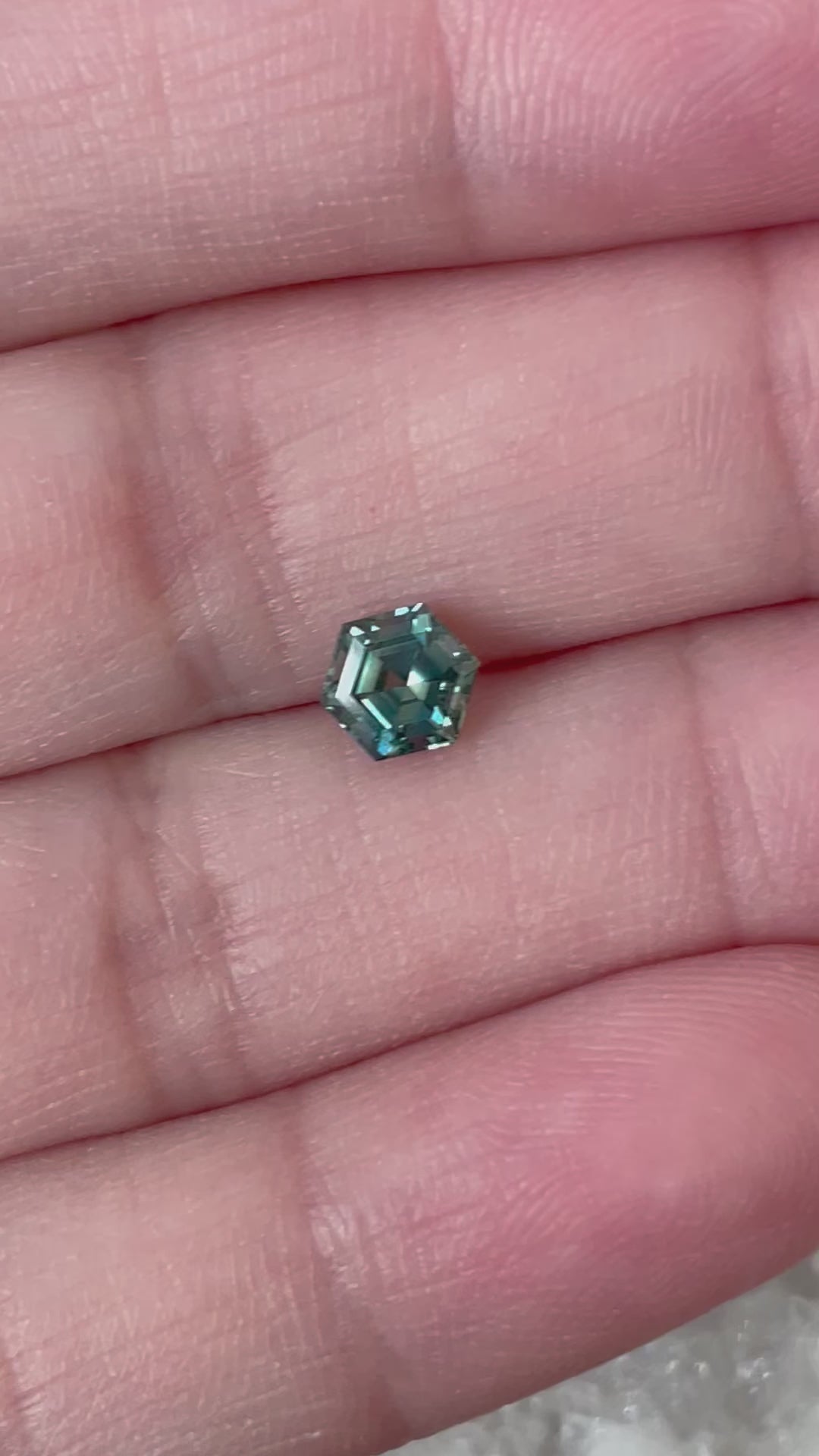 Montana Sapphire 1.05 CT Blue Green Step Hexagon Cut