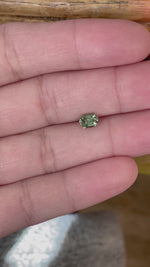 Load and play video in Gallery viewer, Montana Sapphire .96 CT Green Stretched Hexagon Cut
