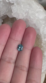 Load and play video in Gallery viewer, Montana Sapphire 1.71 CT Gorgeous Teal Stretched Hexagon Cut
