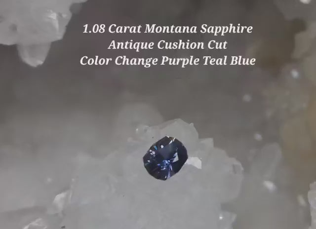 Montana Sapphire 1.08 CT Teal Purple Color Change Antique Cushion Cut