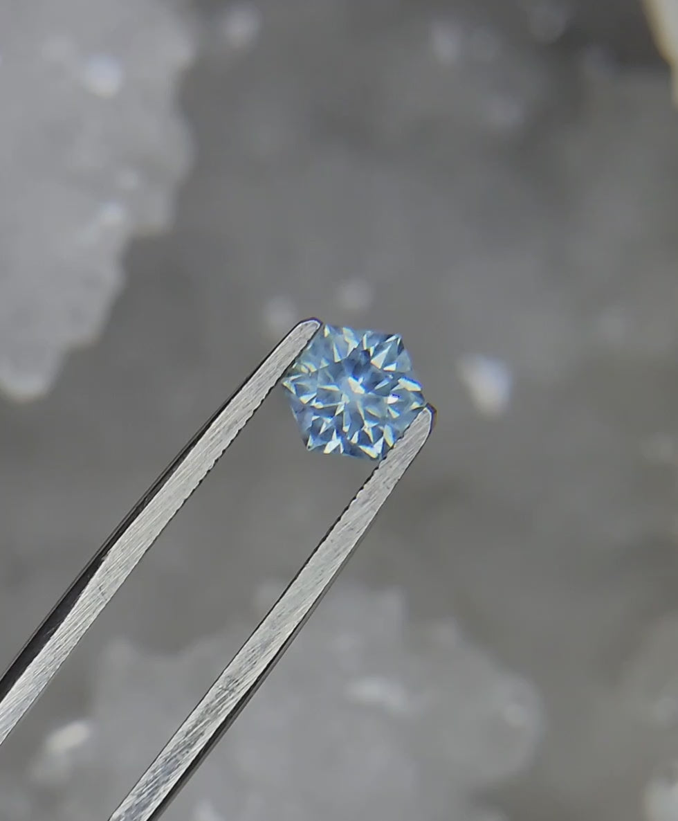 Montana Sapphire 1.38 CT Light Blue to Gray Hexagon Brilliant Cut