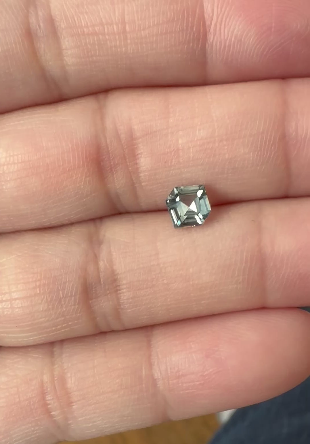 Montana Sapphire 1.08 Carat Silver Slight Green Modified Hexagon Cut