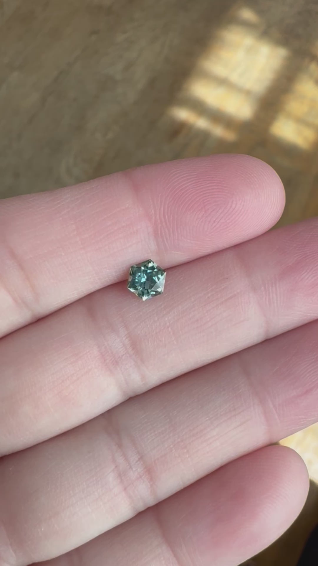 Montana Sapphire .86 Carat Green Blue Brilliant Hexagon Cut