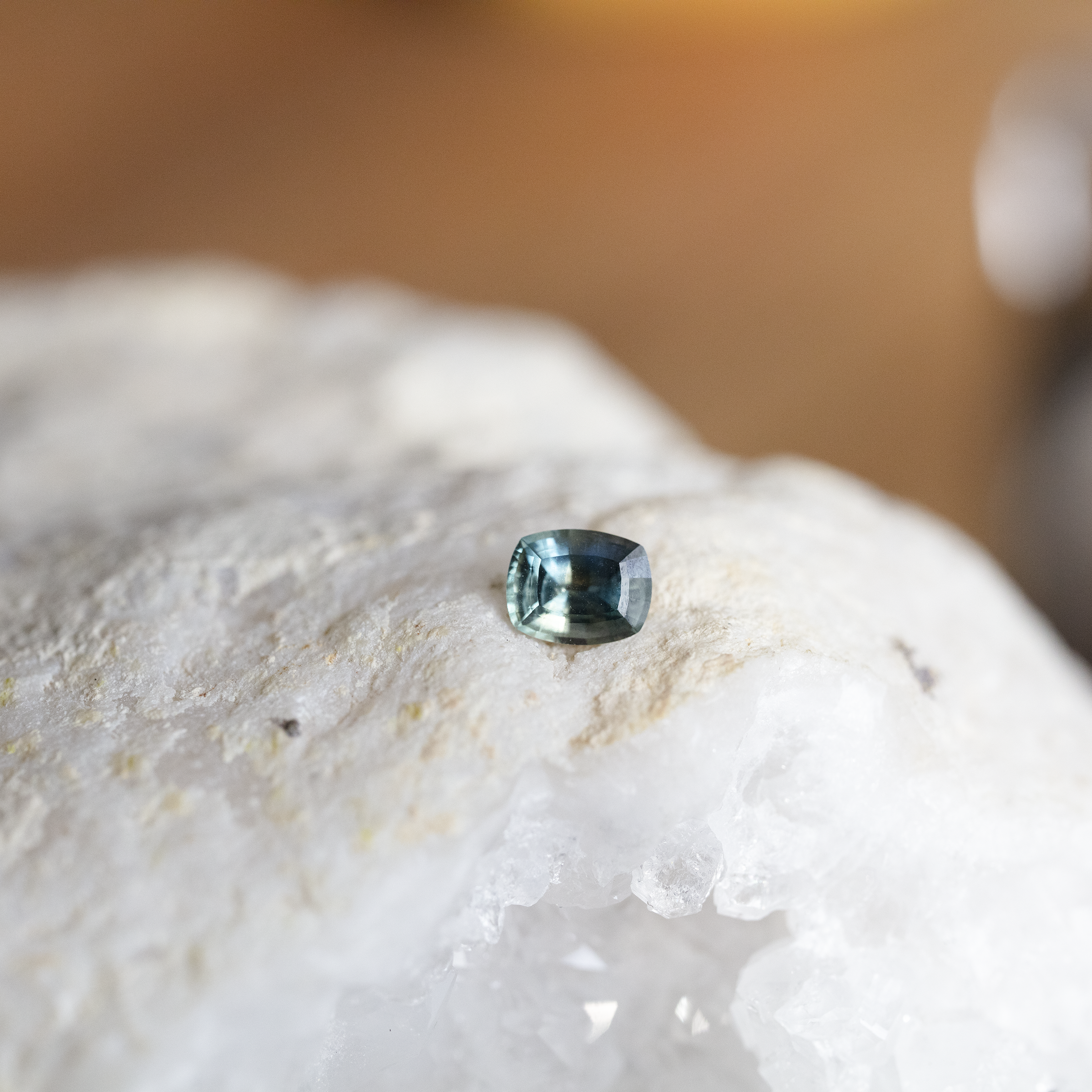 Montana Sapphire 1.49 CT Parti Blue Yellow Green Antique Cushion Cut