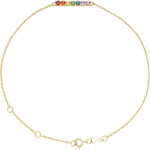 Load image into Gallery viewer, Bracelet - 7 Assorted Gemstones on a 14K Gold Bar and Chain

