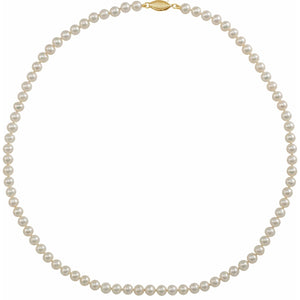 Necklace - White Cultured Freshwater Pearl with 14K Yellow Gold Clasp (16" or 18")