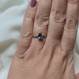 Ring - Montana Sapphire .96 CT Periwinkle Blue Pear Cut in 14k White Gold