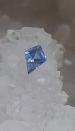 Load and play video in Gallery viewer, Montana Sapphire .86 CT Light Baby Blue to Lavender Kite Cut
