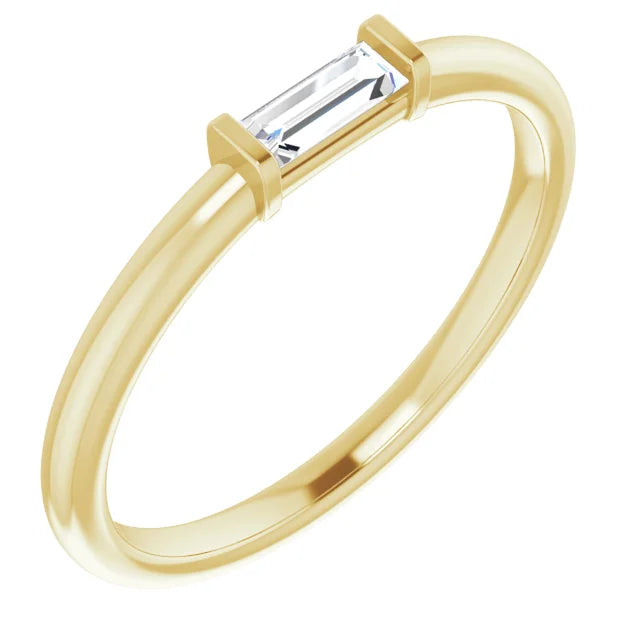 14K Gold Baguette Set Stackable Ring