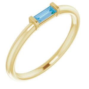 14K Gold Baguette Set Stackable Ring