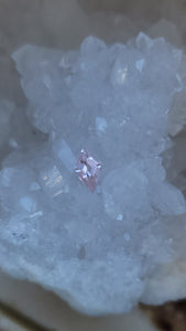 Morganite .83 Ct Kite Cut Blush Pink/ Peach with Burgandy, Silver and White
