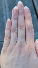 Load image into Gallery viewer, Morganite .83 Ct Kite Cut Blush Pink/ Peach with Burgandy, Silver and White
