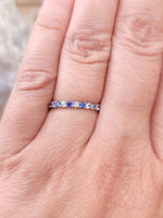 Load image into Gallery viewer, Ring - Sapphires .37 CTW Ombré Blue and White Alternating Round Cut in 14K White Gold

