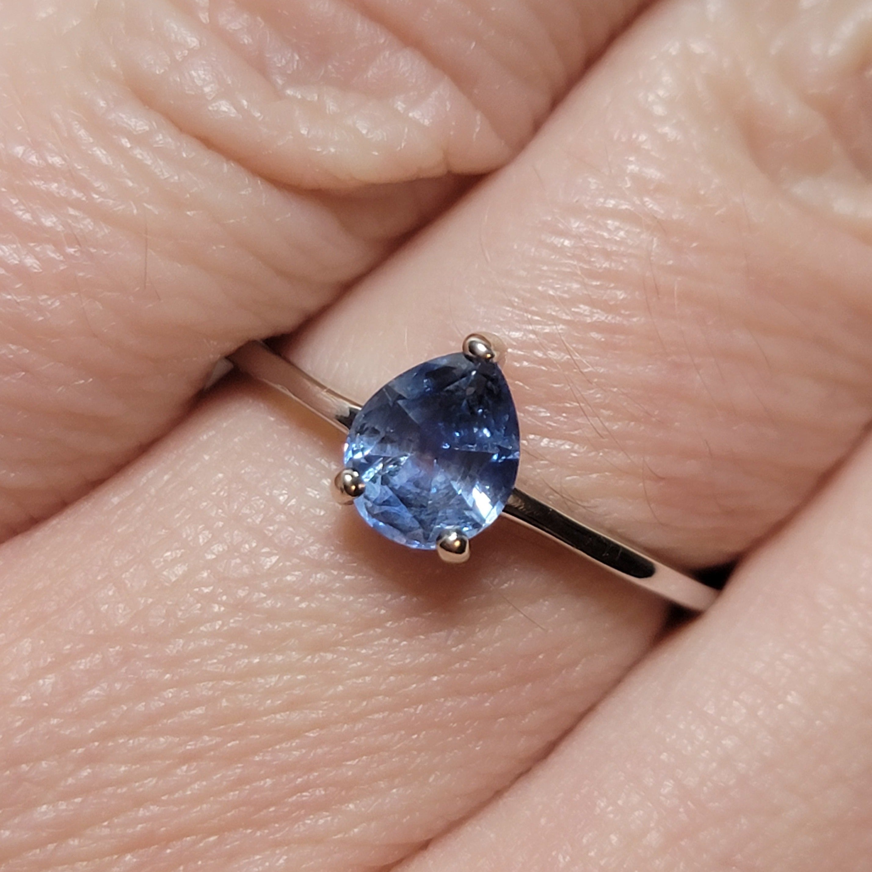 Ring - Montana Sapphire .96 CT Periwinkle Blue Pear Cut in 14k White Gold