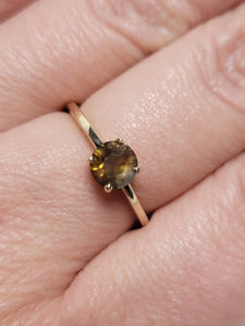 Ring - Montana Sapphire 1.14 CT Hazel Ember Round Cut with 14k Yellow Gold Solitaire