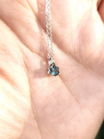 Load image into Gallery viewer, Pendant - Montana Sapphire .44 CT Blue Hexagon Cut set in 14K White Gold Wishbone Solitaire
