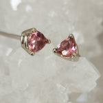 Load image into Gallery viewer, Earrings - Tourmaline Trillion Cut set in 14K White Gold Studs
