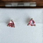 Load image into Gallery viewer, Earrings - Tourmaline Trillion Cut set in 14K White Gold Studs
