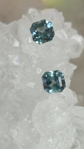 Montana Sapphire 2.7 CTW Blue Green Asscher Cut - Matched Pair