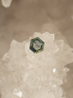 Load image into Gallery viewer, Montana Sapphire .79 CT Green Yellow with visible Blue Matrix Portrait Cut
