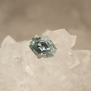 Montana Sapphire .94 CT Seafoam Grey Green Stretch Hexagon