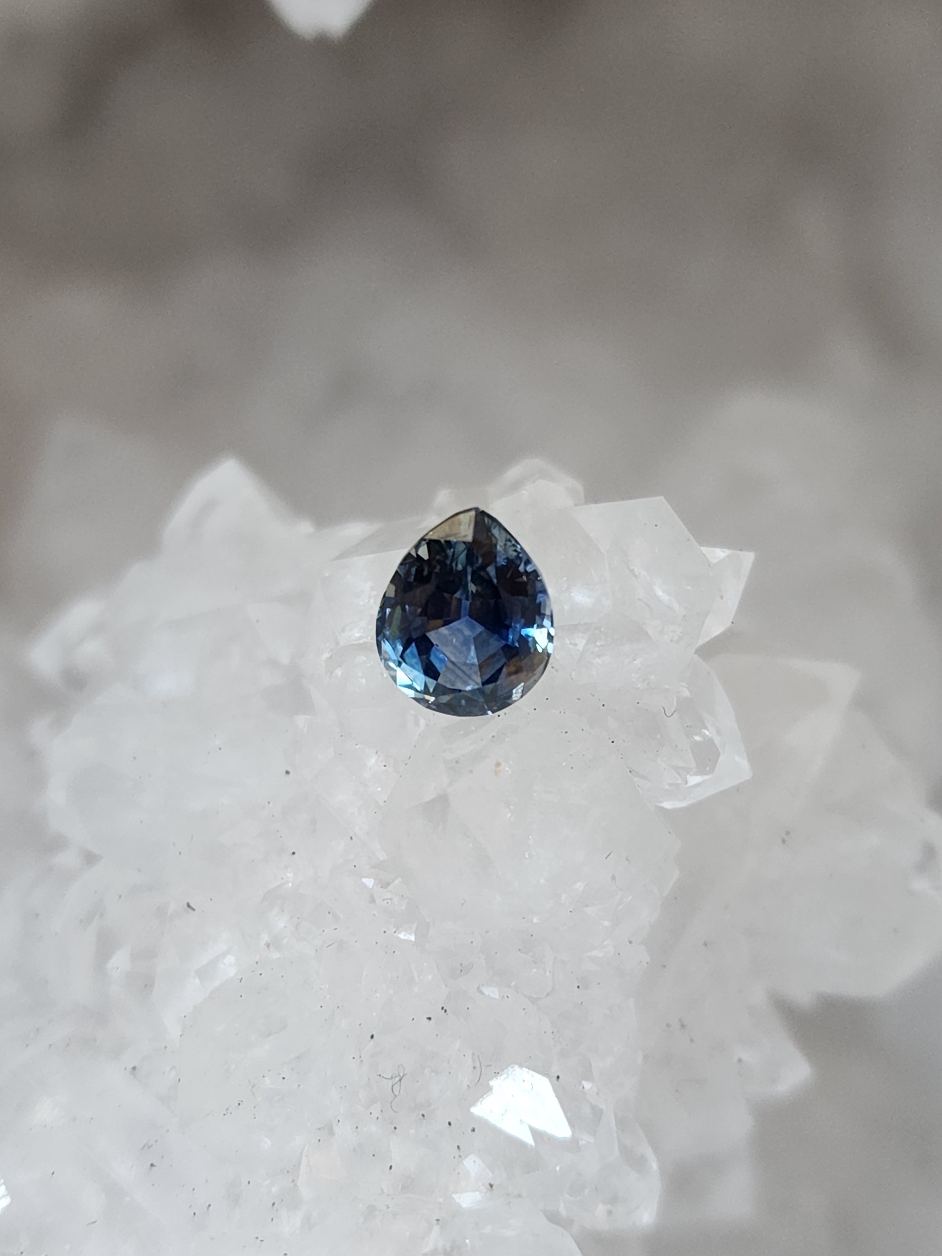 Montana Sapphire .94 CT Dark Blue Heart with Silver Edges Pear Cut
