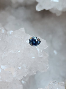 Montana Sapphire .94 CT Dark Blue Heart with Silver Edges Pear Cut