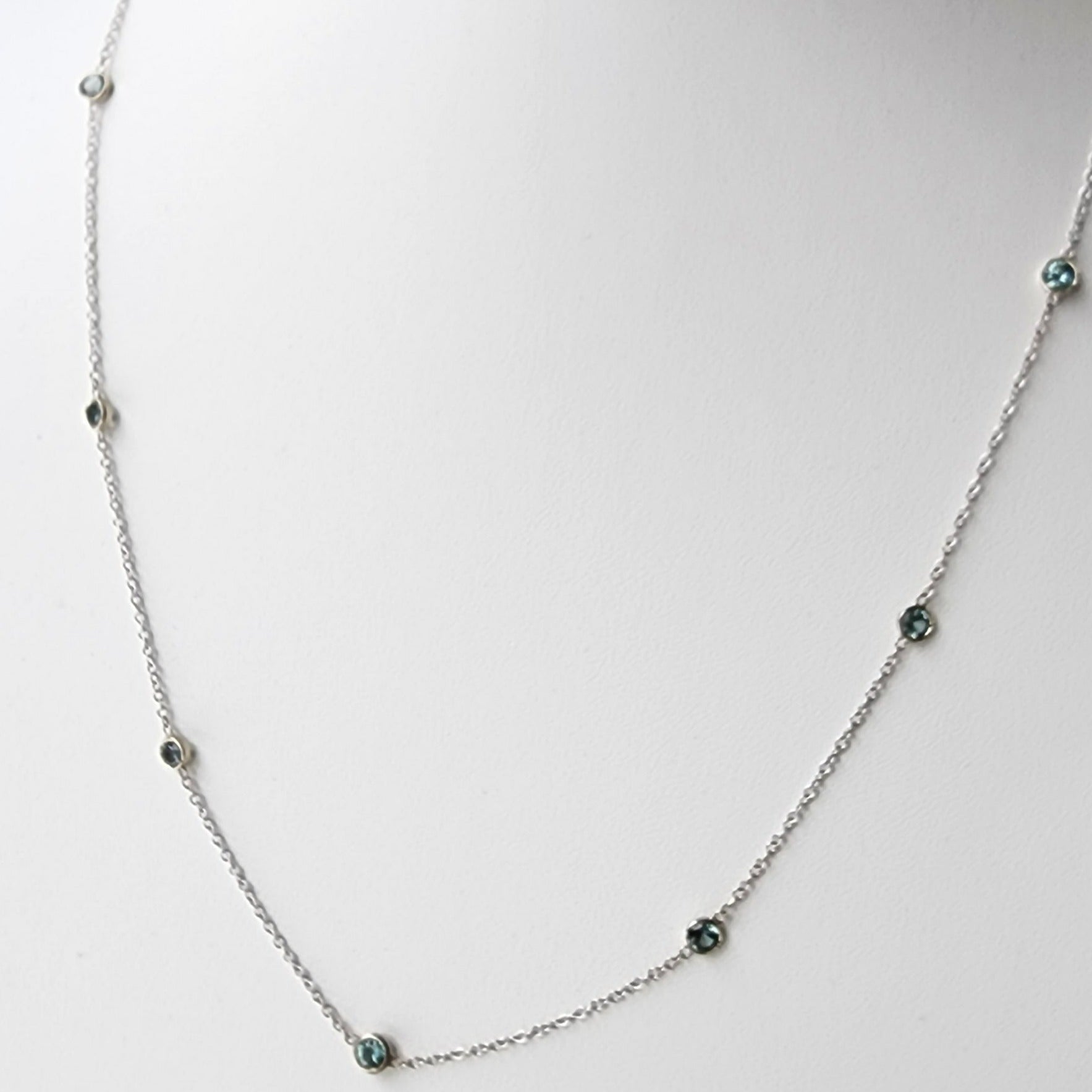 Necklace - Montana Sapphire Teal 1.79 CTW - Station Style