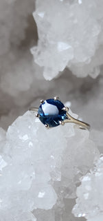 Load image into Gallery viewer, Ring - 2.64 CT Madagascar Sapphire Teal Round Solitaire 6 Prong 14K White Gold
