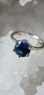 Load image into Gallery viewer, Ring - 2.64 CT Madagascar Sapphire Teal Round Solitaire 6 Prong 14K White Gold
