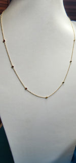 Load image into Gallery viewer, Necklace - Montana Sapphire .88 CTW 7 Rainbow Colored Rounds Bezel Mounted in 14K Yellow Gold
