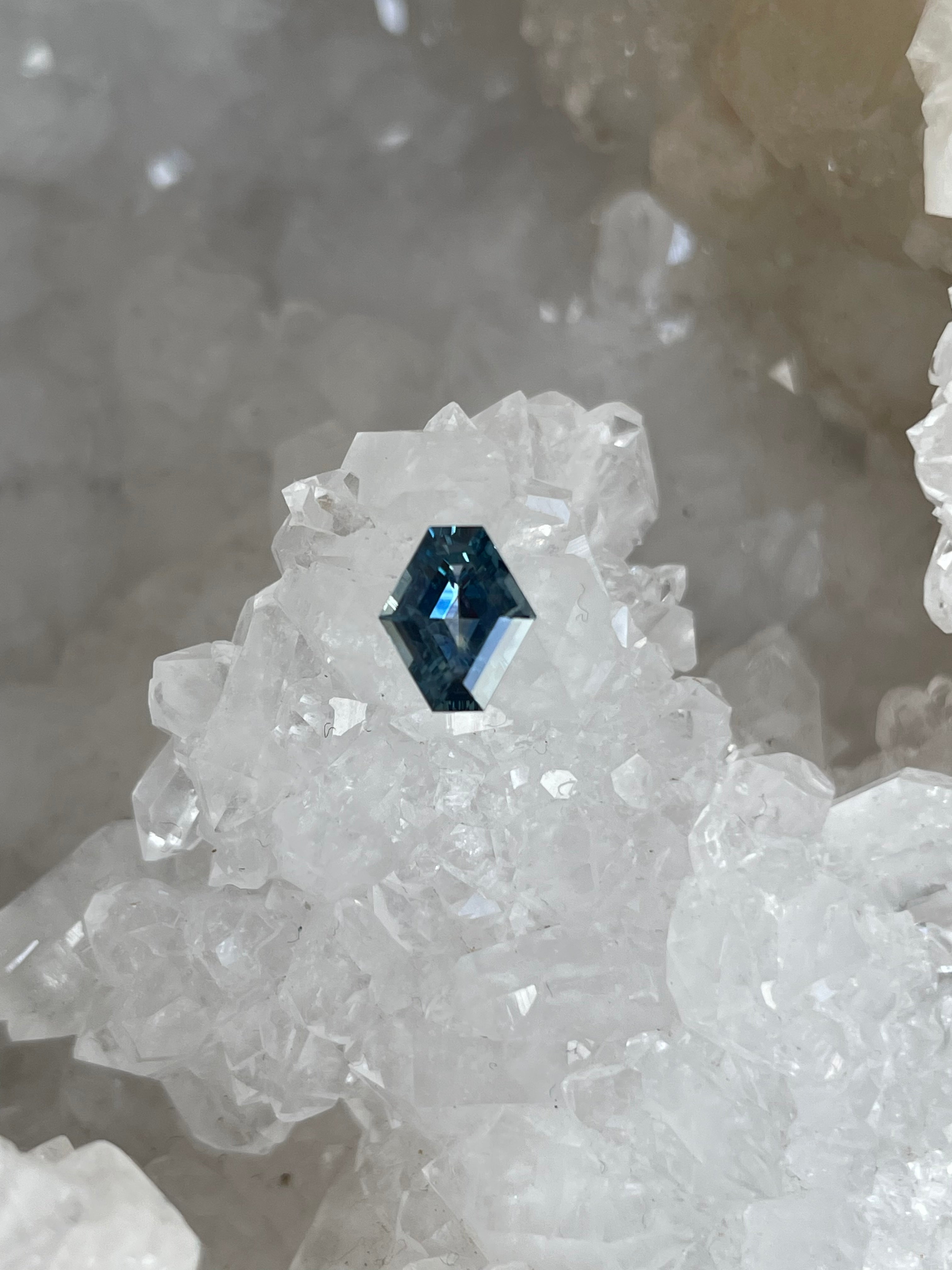 Montana Sapphire 1.24 CT Blue White Stretched Hexagon Cut