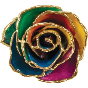 Rainbow Genuine Lacquered Rose Trimmed with 24K Gold