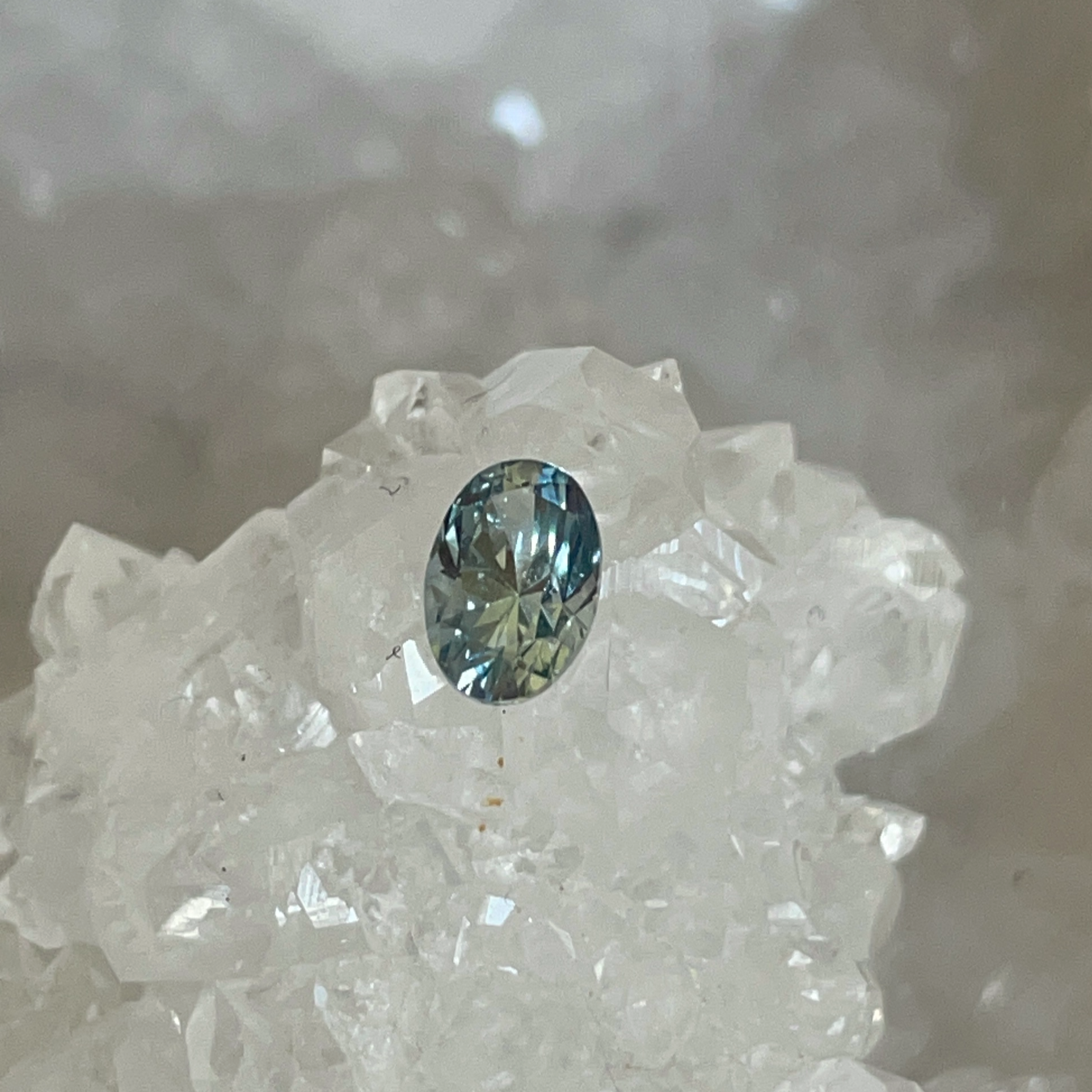Montana Sapphire 1.10 CT Light Blue and Silvery Grey Oval Cut