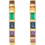 Load image into Gallery viewer, Rainbow Baguette Huggie Hoop Earrings
