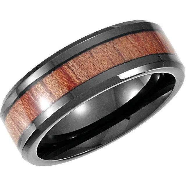 Black Cobalt 8mm Casted Band with Rose Wood Inlay
