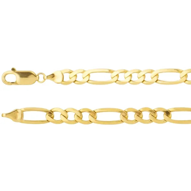 Chain - Figaro Style - 14K Gold - Various Widths and Lengths with Lobster Clasp