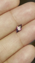 Load and play video in Gallery viewer, Montana Sapphire .56 CT Color Change Deep Raspberry Lozenge Cut
