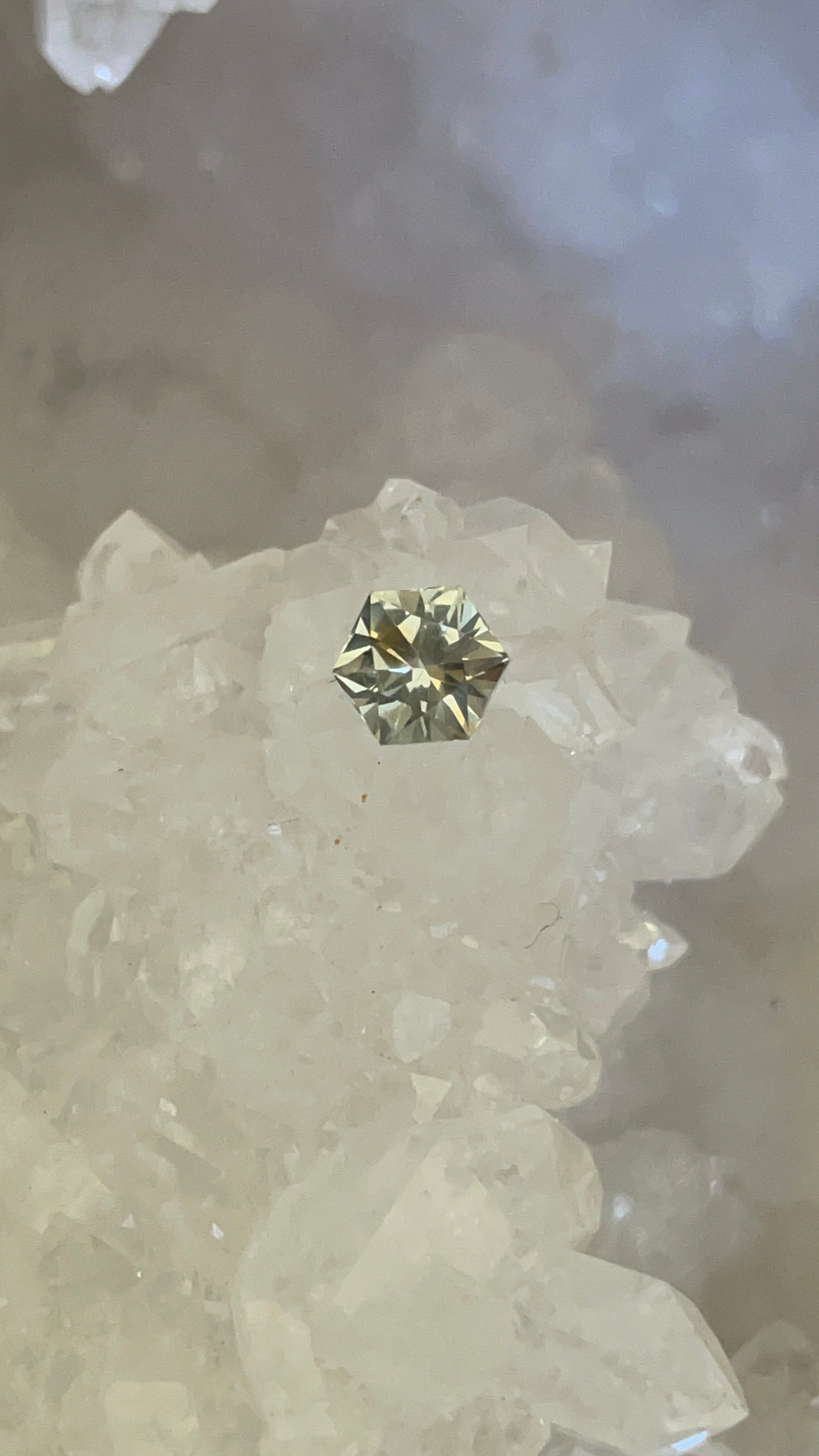 Montana Sapphire .93 CT Grey with Heart of Gold Brilliant Hexagon Cut