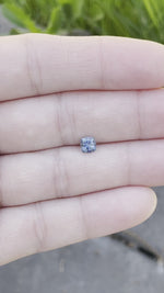 Load and play video in Gallery viewer, Montana Sapphire .72 CT Cornflower Blue with Grey and Peach Square Brilliant Cut

