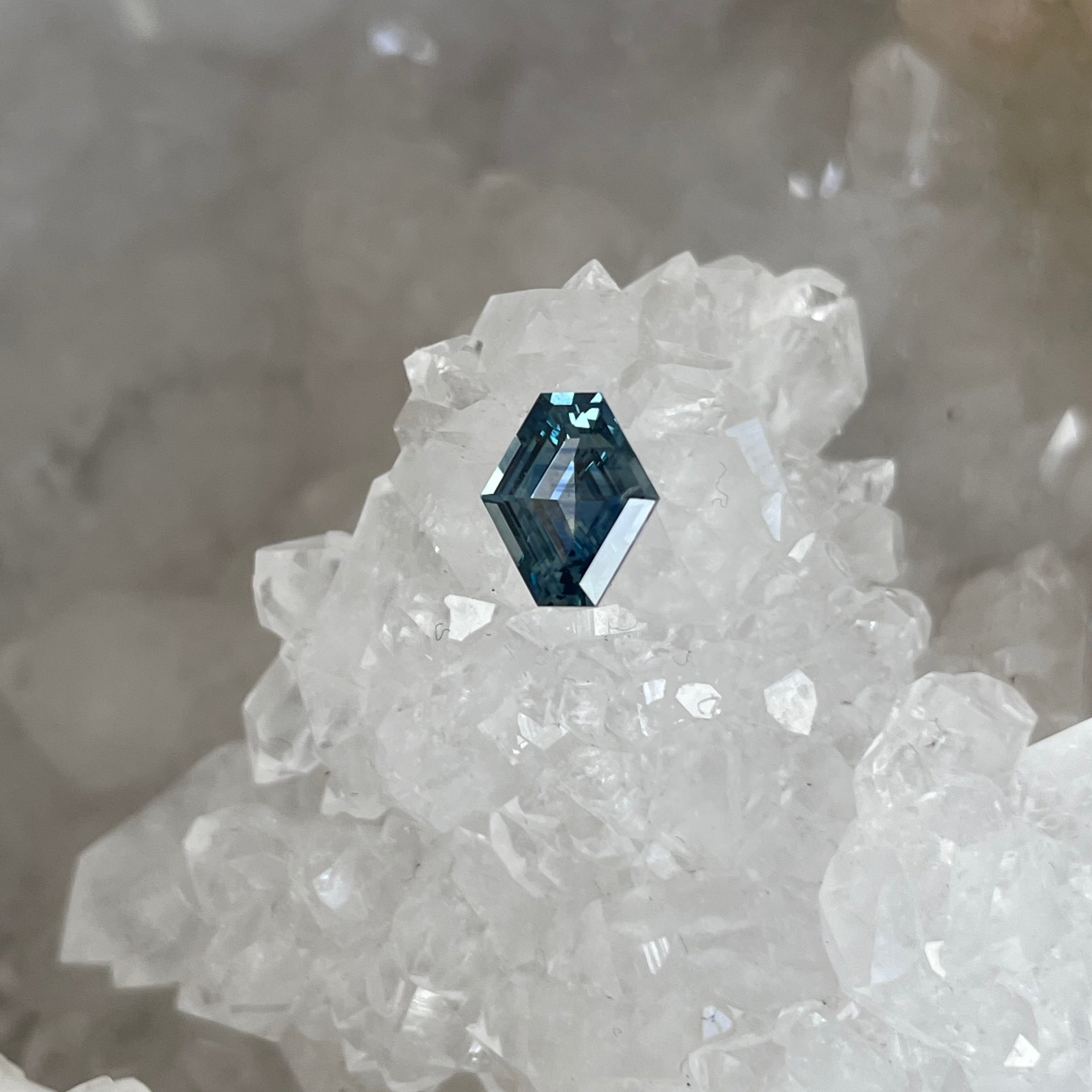 Montana Sapphire 1.24 CT Blue White Stretched Hexagon Cut