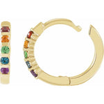 Load image into Gallery viewer, Rainbow Round Gemstone Huggie Hoop Earrings
