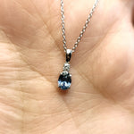 Load image into Gallery viewer, Pendant - Montana Sapphire .61 CT Blue Oval with Accent Diamond in 14k White Gold
