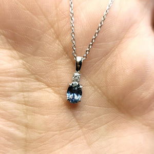 Pendant - Montana Sapphire .61 CT Blue Oval with Accent Diamond in 14k White Gold