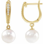 Load image into Gallery viewer, Akoya Pearl and Diamond Earrings in 14K Gold (White or Yellow)
