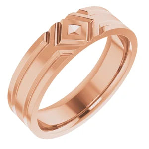 Art Deco Carved Wedding Band (10K or 14K Yellow, White, or Rose Gold)