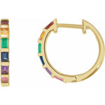Load image into Gallery viewer, Rainbow Round Gemstone Huggie Hoop Earrings
