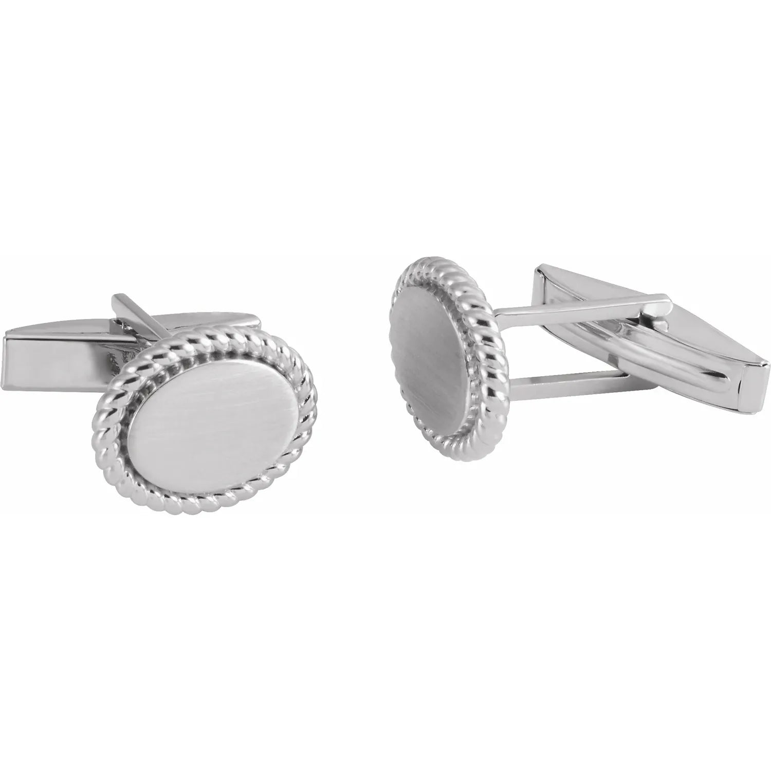 Cufflink - Polished Rope Patterned (Sterling Silver, 14k Yellow, or 14k White Gold)