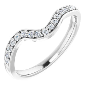 Twin Set Diamond Engagement Ring in 14K White Gold with Diamond Set Band