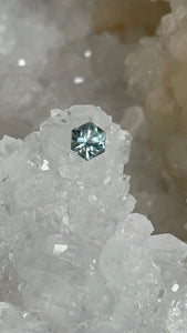 Montana Sapphire 1.28 CT Very Light Gray Blue Green Brilliant Hexagon Cut